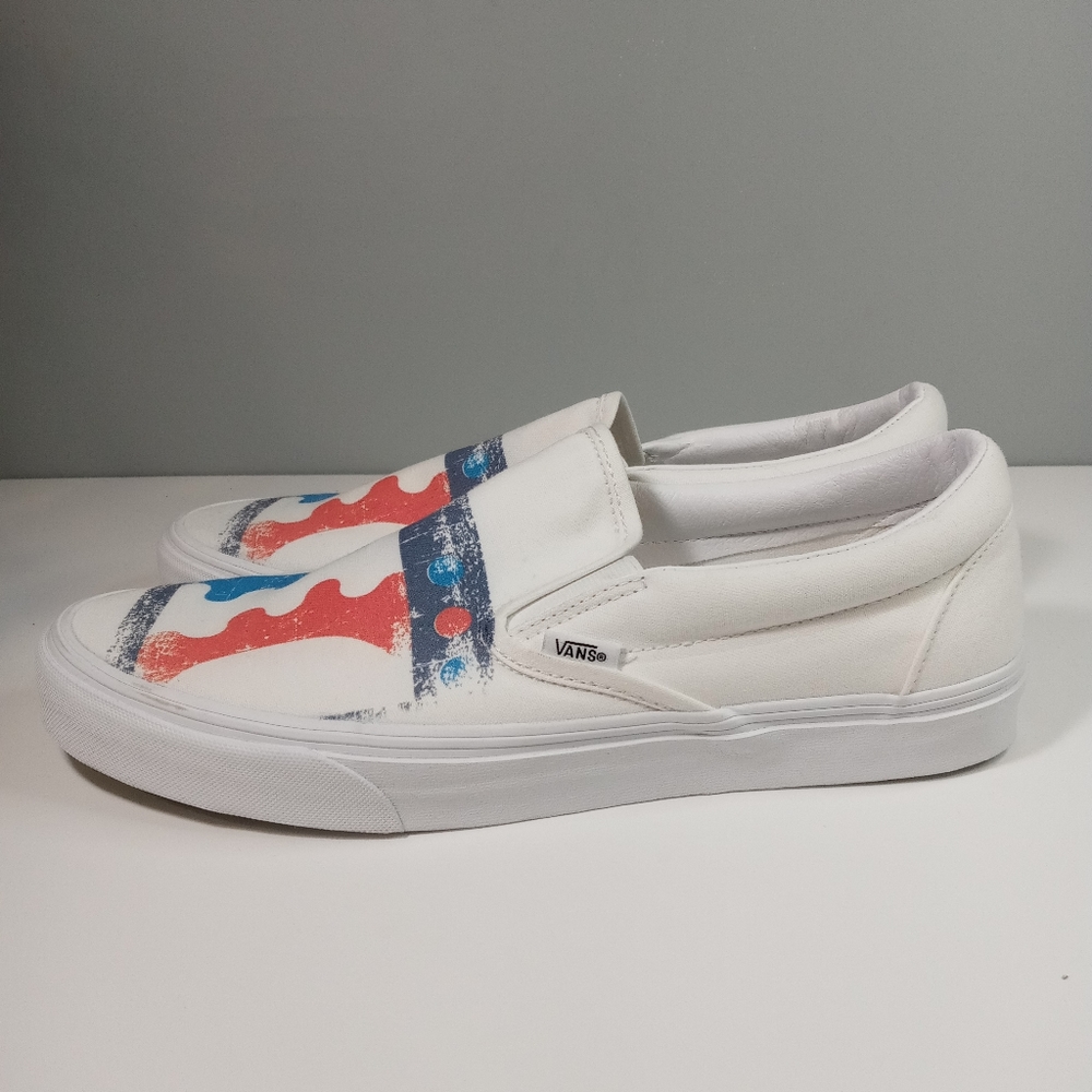 VANS Classic Slip On White Canvas Custom Design
